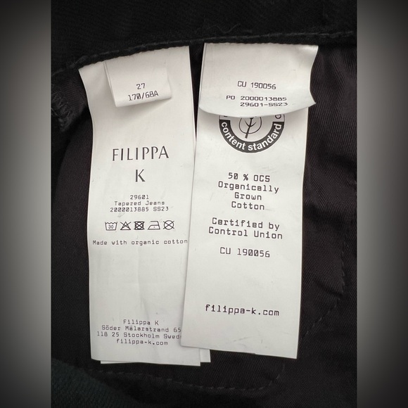 Filippa K Black Designer Tapered Jeans • NWOT • High Rise • Size 27 - Picture 6 of 6